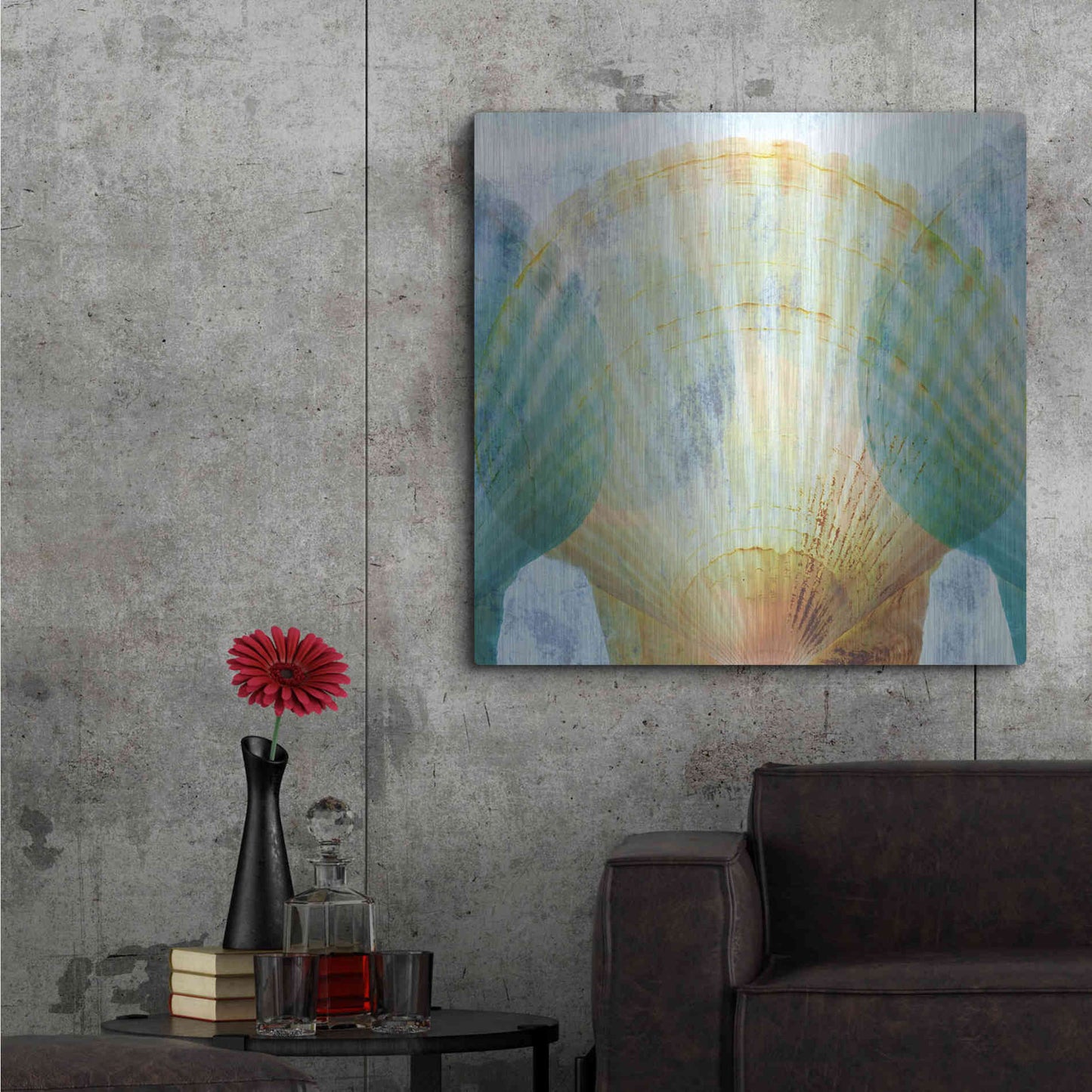 Luxe Metal Art 'Luminous Seashells 2' by Elena Ray, Metal Wall Art,36x36