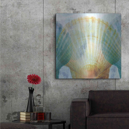 Luxe Metal Art 'Luminous Seashells 2' by Elena Ray, Metal Wall Art,36x36