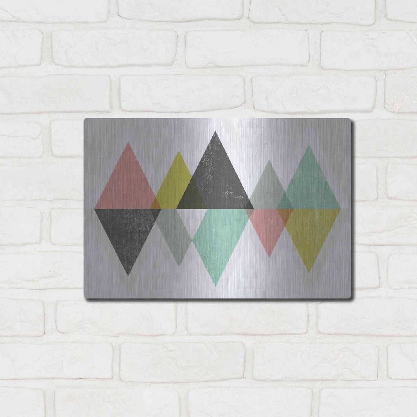 Luxe Metal Art 'Mod Triangles II' by Michael Mullan, Metal Wall Art,16x12