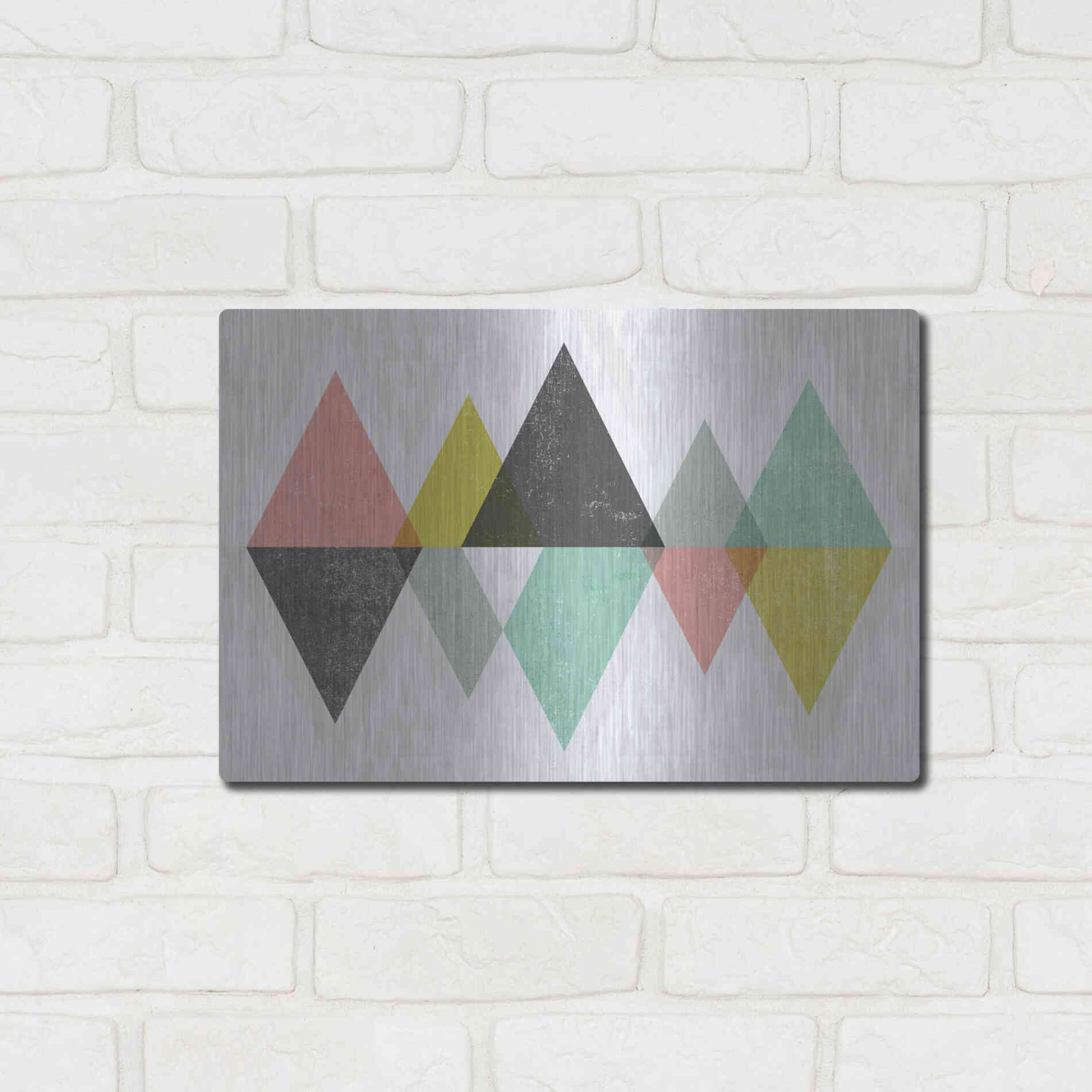 Luxe Metal Art 'Mod Triangles II' by Michael Mullan, Metal Wall Art,16x12