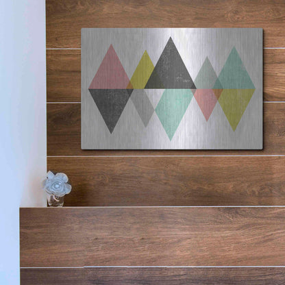 Luxe Metal Art 'Mod Triangles II' by Michael Mullan, Metal Wall Art,16x12