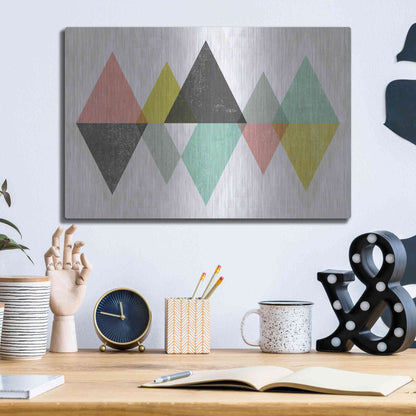 Luxe Metal Art 'Mod Triangles II' by Michael Mullan, Metal Wall Art,16x12