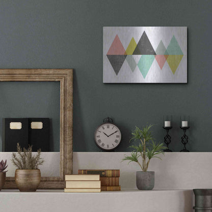Luxe Metal Art 'Mod Triangles II' by Michael Mullan, Metal Wall Art,16x12