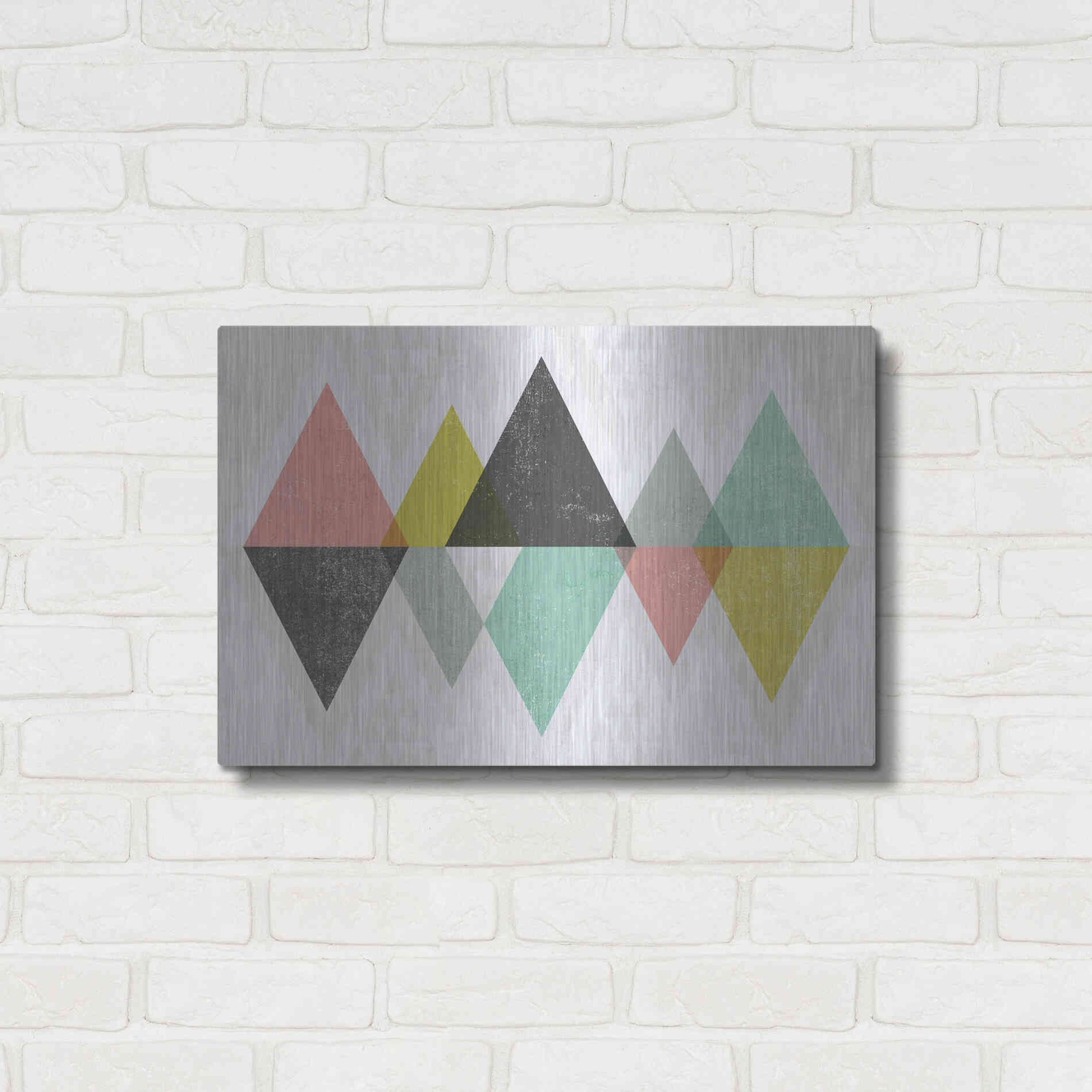 Luxe Metal Art 'Mod Triangles II' by Michael Mullan, Metal Wall Art,24x16