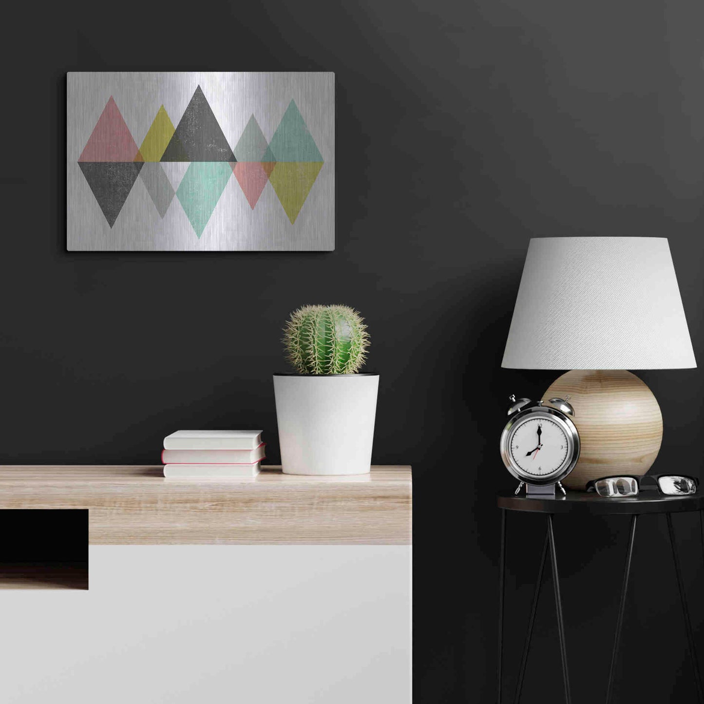 Luxe Metal Art 'Mod Triangles II' by Michael Mullan, Metal Wall Art,24x16