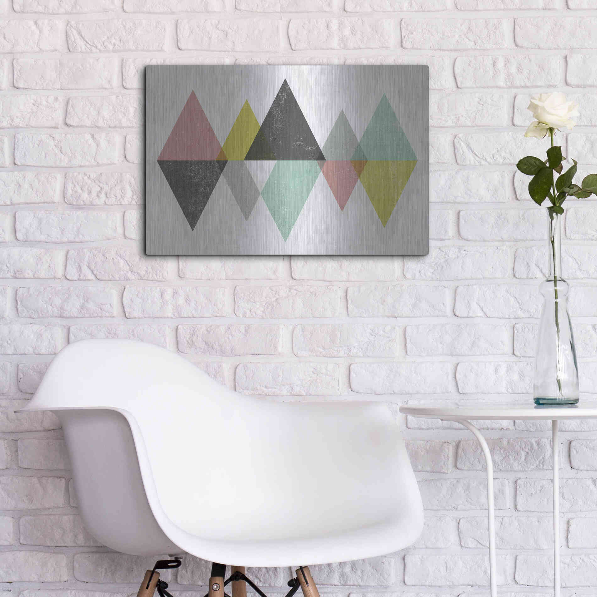 Luxe Metal Art 'Mod Triangles II' by Michael Mullan, Metal Wall Art,24x16