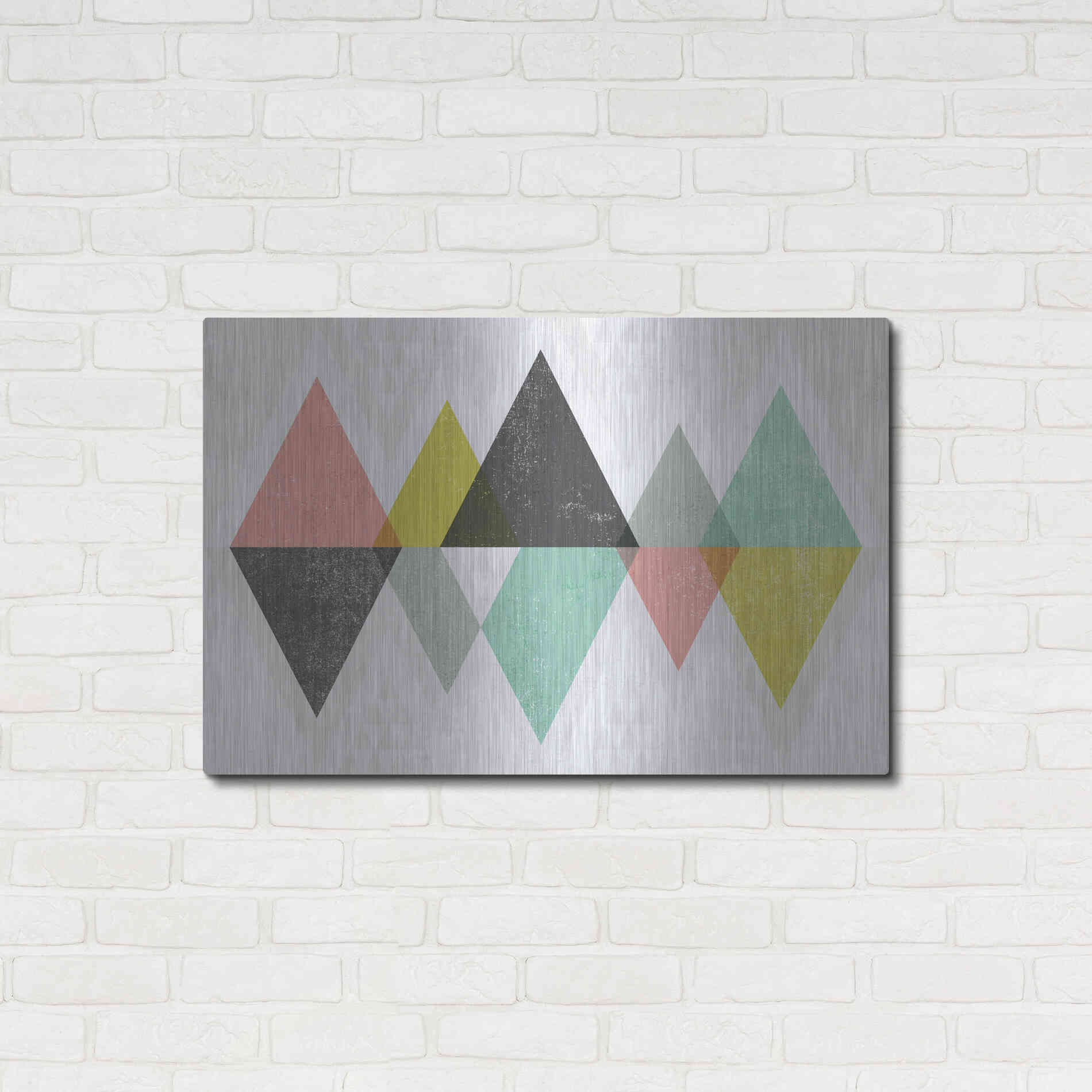 Luxe Metal Art 'Mod Triangles II' by Michael Mullan, Metal Wall Art,36x24