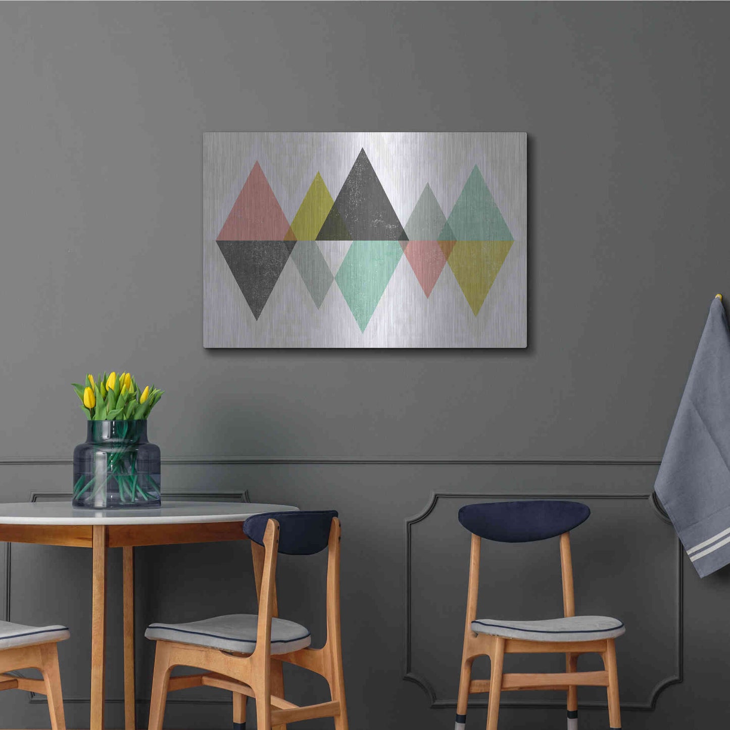 Luxe Metal Art 'Mod Triangles II' by Michael Mullan, Metal Wall Art,36x24