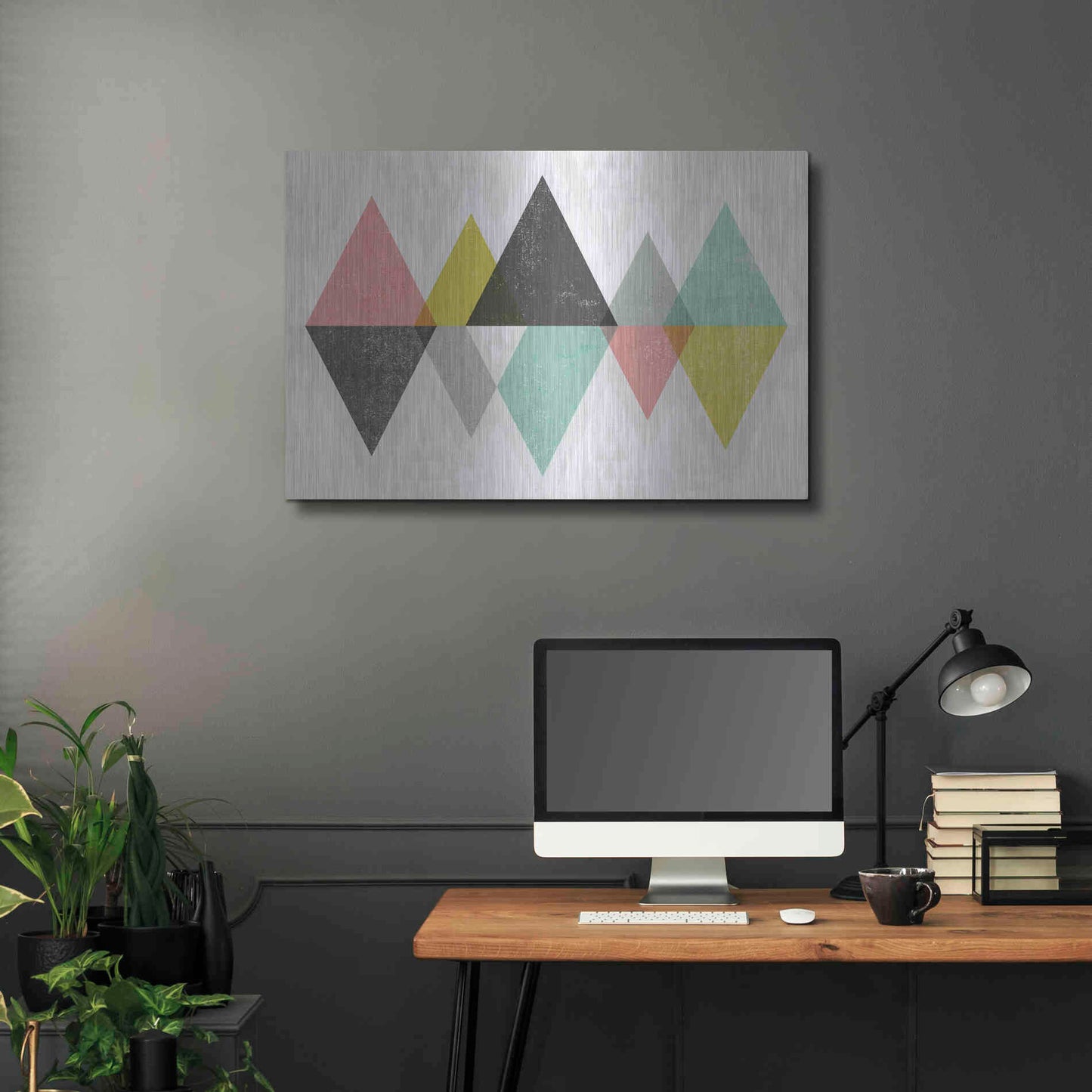 Luxe Metal Art 'Mod Triangles II' by Michael Mullan, Metal Wall Art,36x24