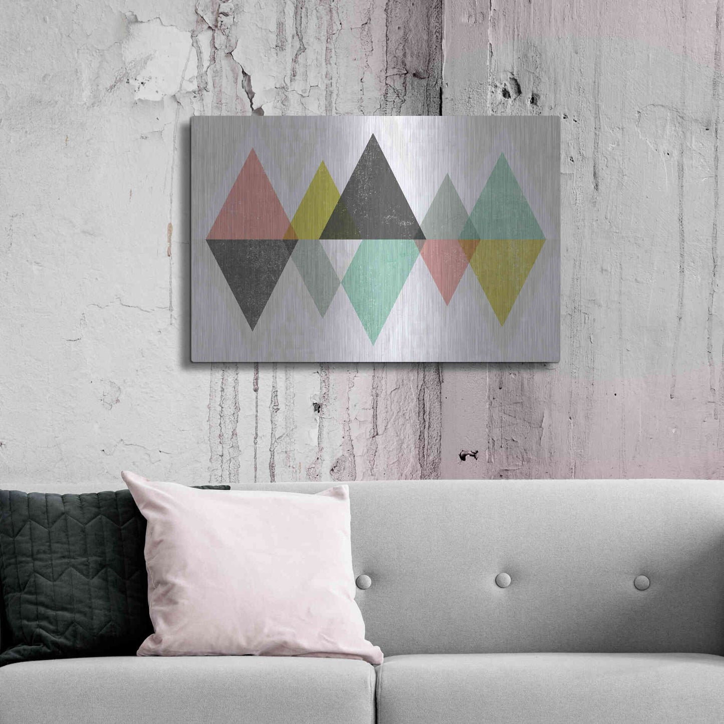 Luxe Metal Art 'Mod Triangles II' by Michael Mullan, Metal Wall Art,36x24