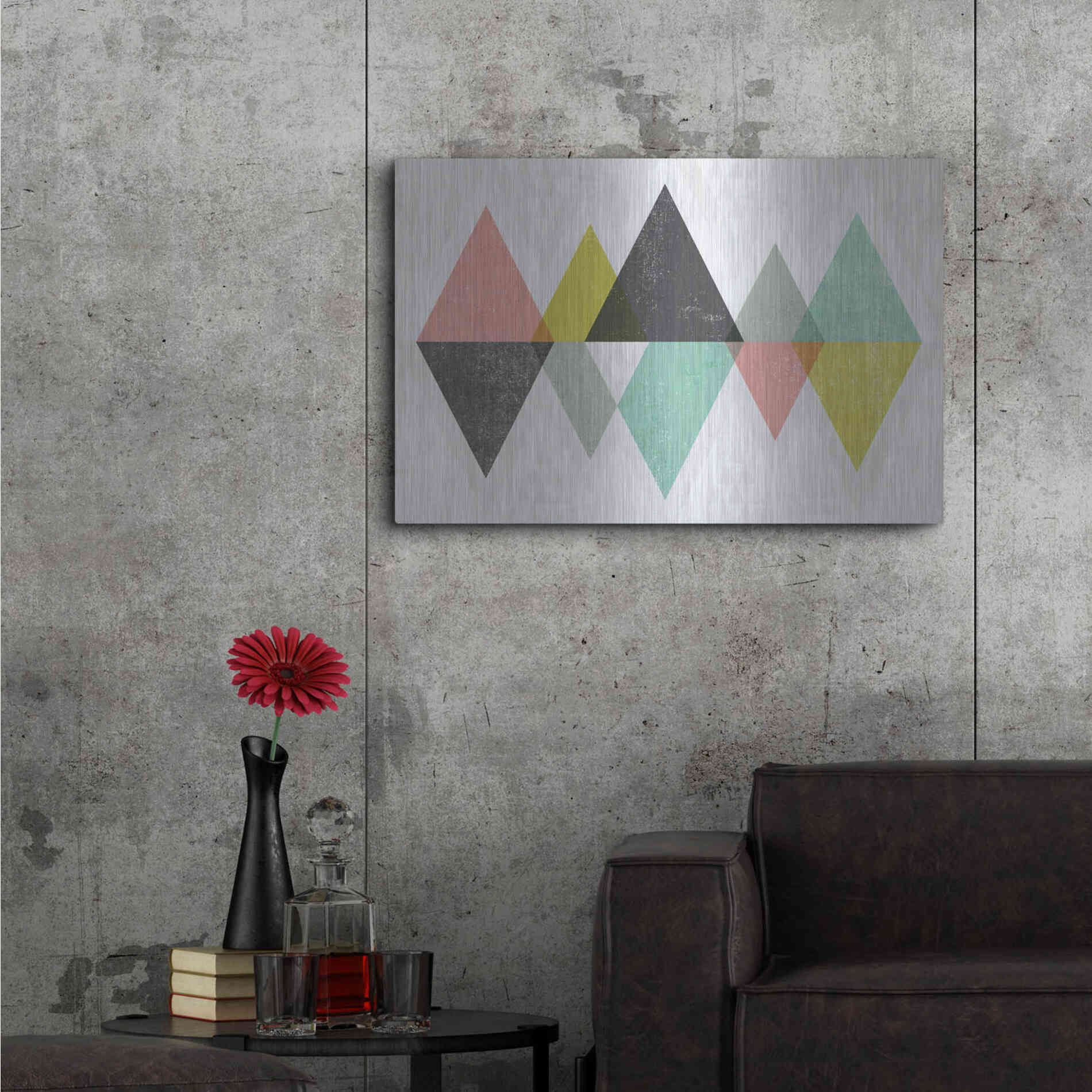 Luxe Metal Art 'Mod Triangles II' by Michael Mullan, Metal Wall Art,36x24