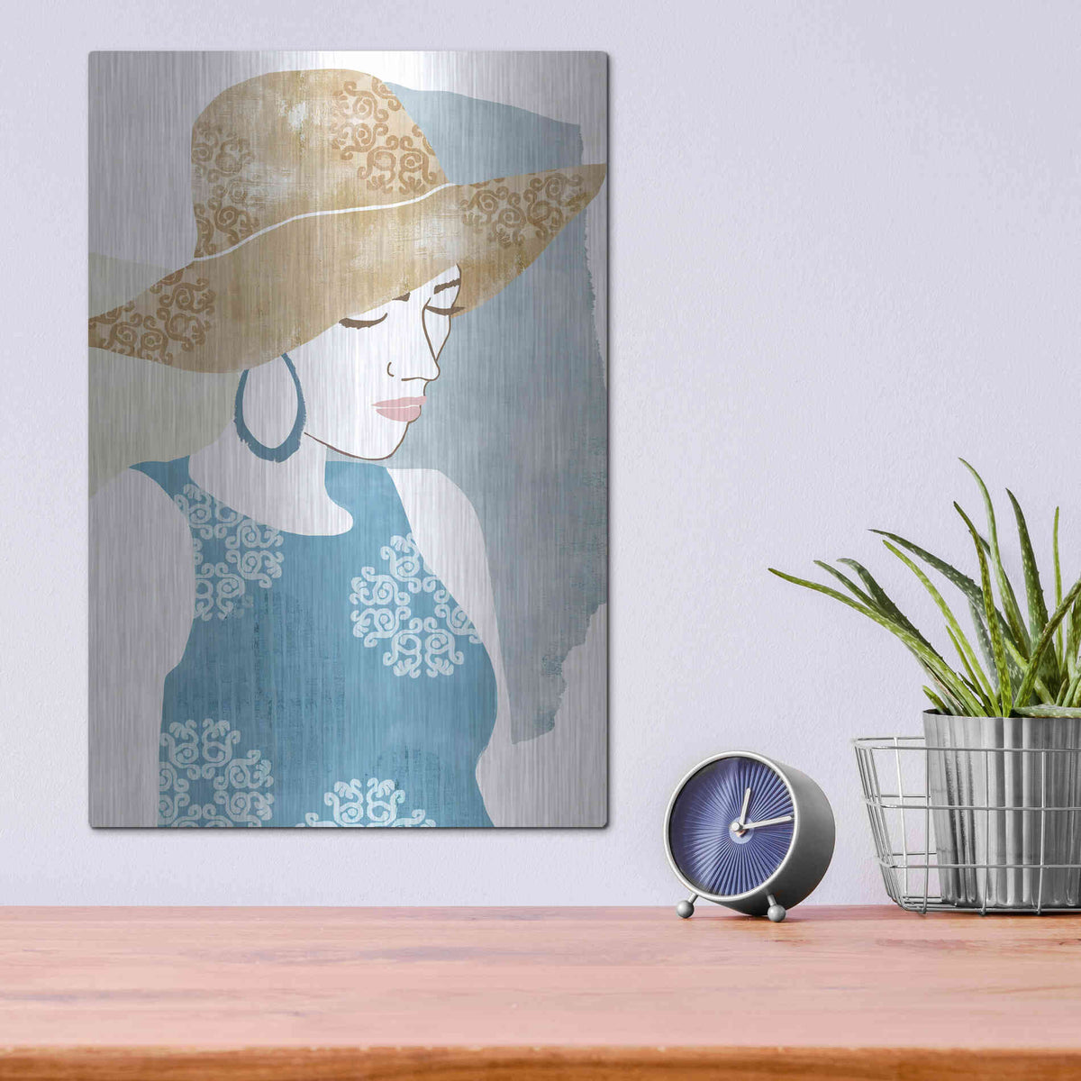 Luxe Metal Art 'Chapeau Boho I' by Flora Kouta Metal Wall Art,12x16