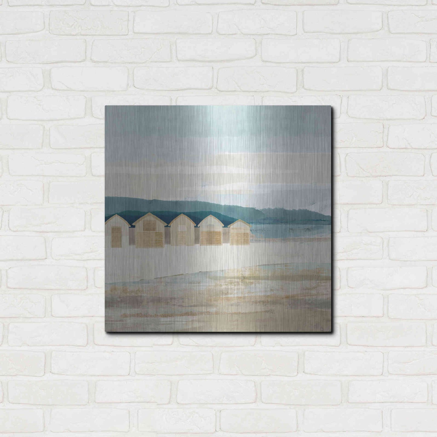 Luxe Metal Art 'Stone Bay Huts I' by Flora Kouta Metal Wall Art,24x24