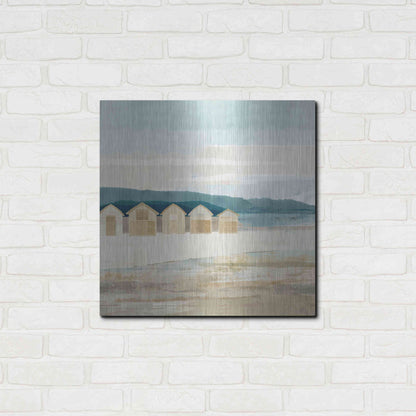 Luxe Metal Art 'Stone Bay Huts I' by Flora Kouta Metal Wall Art,24x24