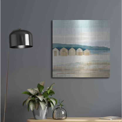 Luxe Metal Art 'Stone Bay Huts I' by Flora Kouta Metal Wall Art,24x24