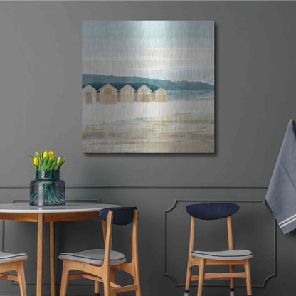 Luxe Metal Art 'Stone Bay Huts I' by Flora Kouta Metal Wall Art,36x36