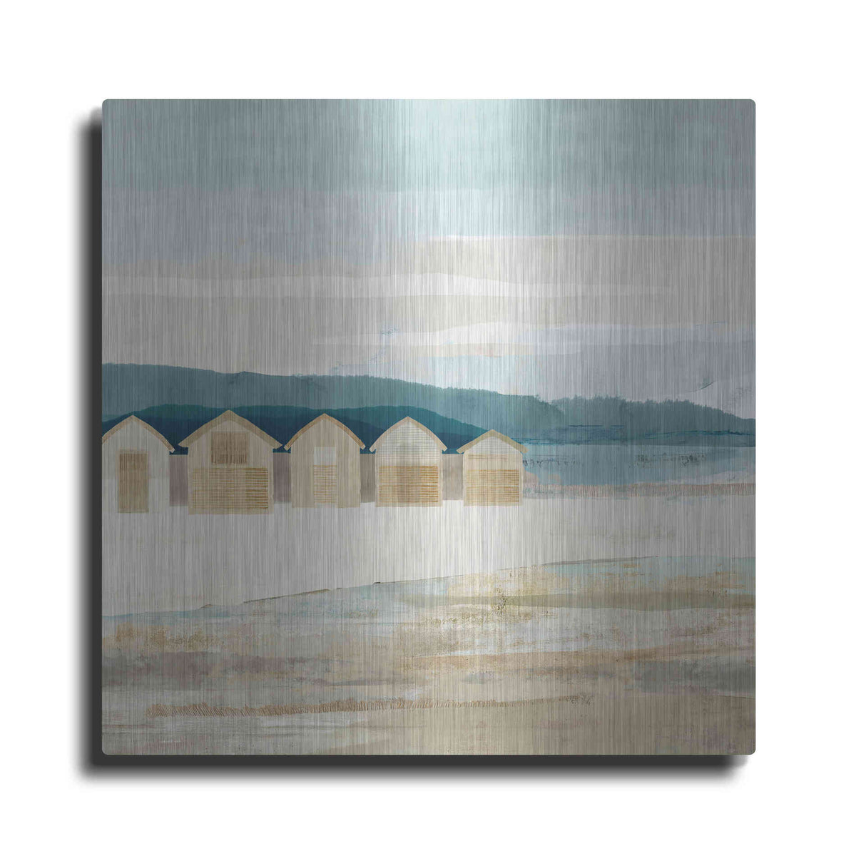 Luxe Metal Art 'Stone Bay Huts I' by Flora Kouta Metal Wall Art
