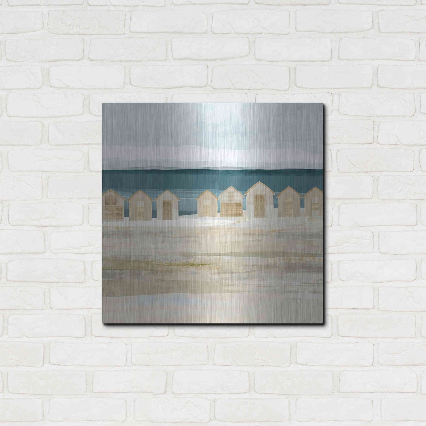 Luxe Metal Art 'Stone Bay Huts II' by Flora Kouta Metal Wall Art,24x24