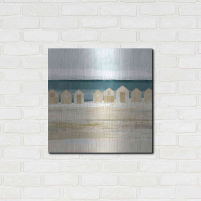 Luxe Metal Art 'Stone Bay Huts II' by Flora Kouta Metal Wall Art,24x24