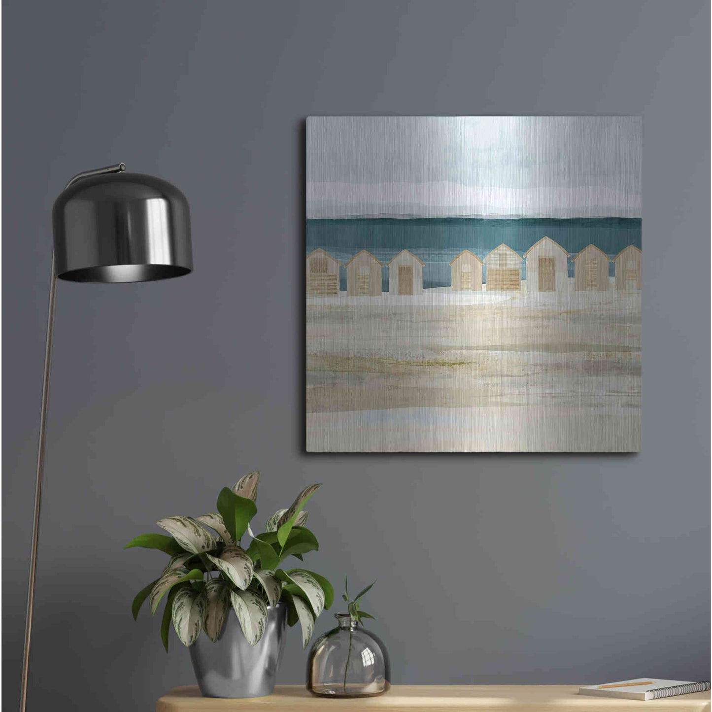 Luxe Metal Art 'Stone Bay Huts II' by Flora Kouta Metal Wall Art,24x24