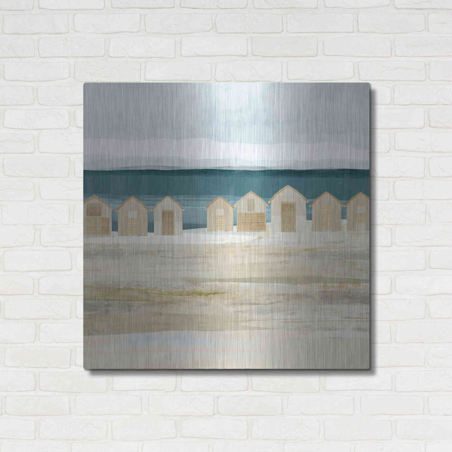 Luxe Metal Art 'Stone Bay Huts II' by Flora Kouta Metal Wall Art,36x36