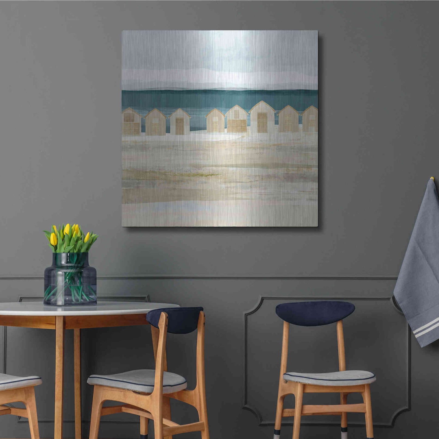 Luxe Metal Art 'Stone Bay Huts II' by Flora Kouta Metal Wall Art,36x36