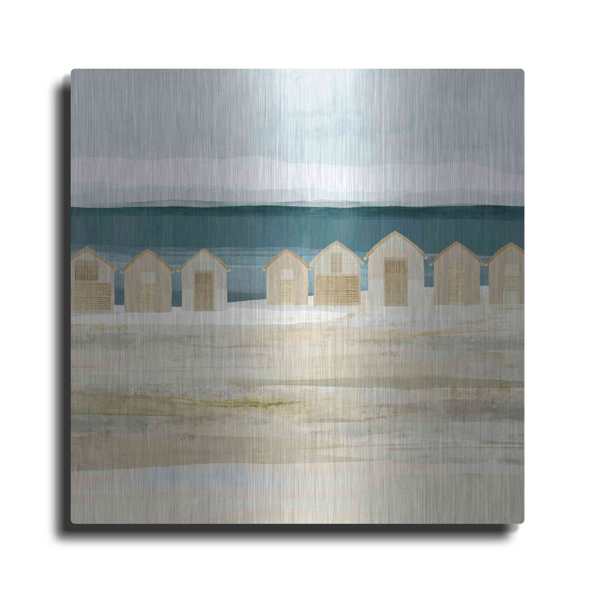 Luxe Metal Art 'Stone Bay Huts II' by Flora Kouta Metal Wall Art