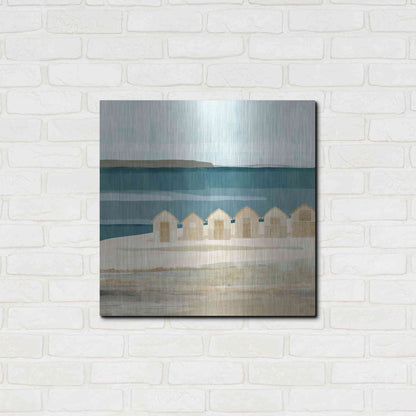 Luxe Metal Art 'Stone Bay Huts III' by Flora Kouta Metal Wall Art,24x24