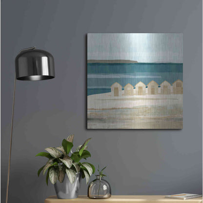 Luxe Metal Art 'Stone Bay Huts III' by Flora Kouta Metal Wall Art,24x24