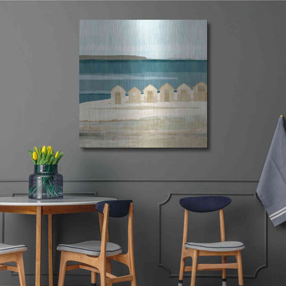 Luxe Metal Art 'Stone Bay Huts III' by Flora Kouta Metal Wall Art,36x36