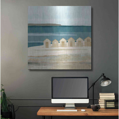 Luxe Metal Art 'Stone Bay Huts III' by Flora Kouta Metal Wall Art,36x36