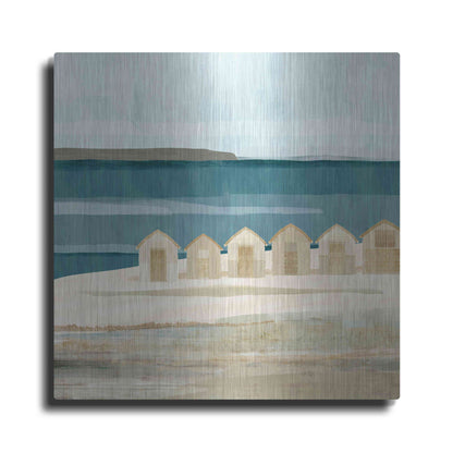 Luxe Metal Art 'Stone Bay Huts III' by Flora Kouta Metal Wall Art