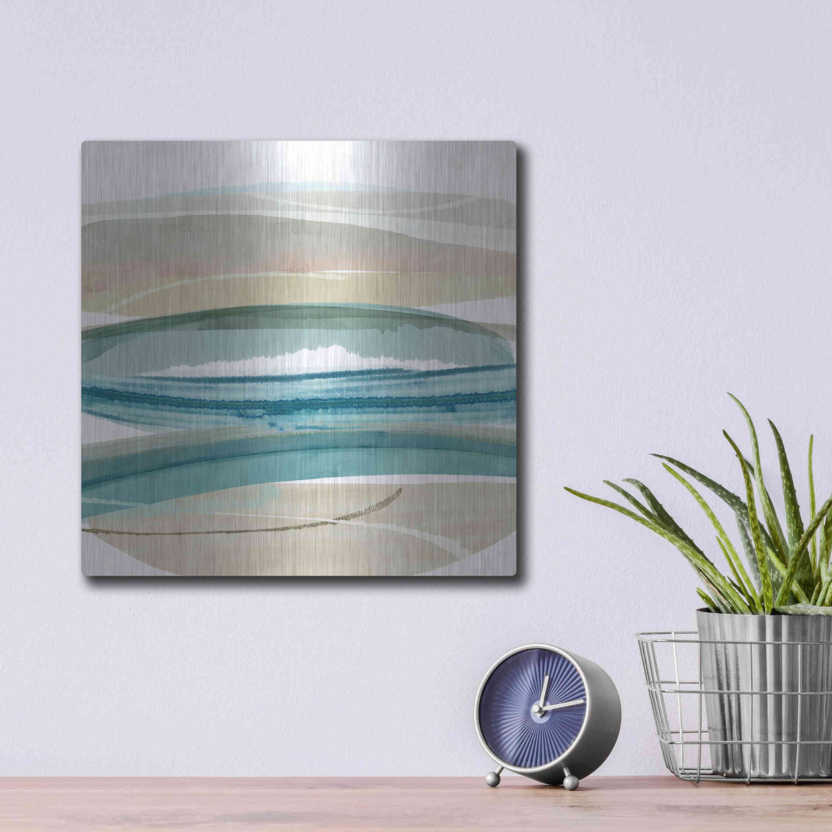 Luxe Metal Art 'Cirrus Flow IV' by Flora Kouta Metal Wall Art,12x12