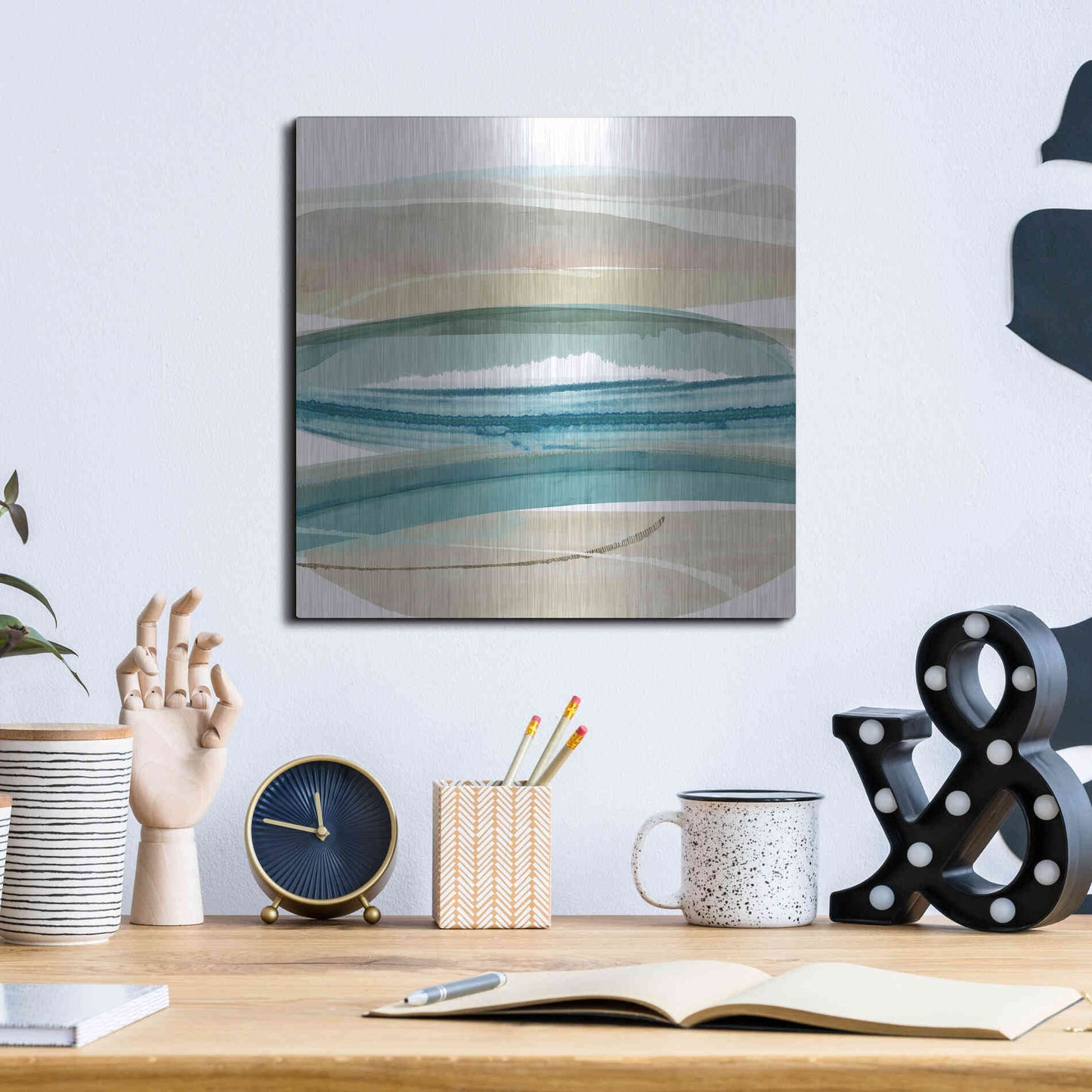 Luxe Metal Art 'Cirrus Flow IV' by Flora Kouta Metal Wall Art,12x12