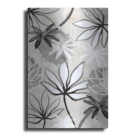 Luxe Metal Art 'Monochrome Flowers I' by Flora Kouta Metal Wall Art