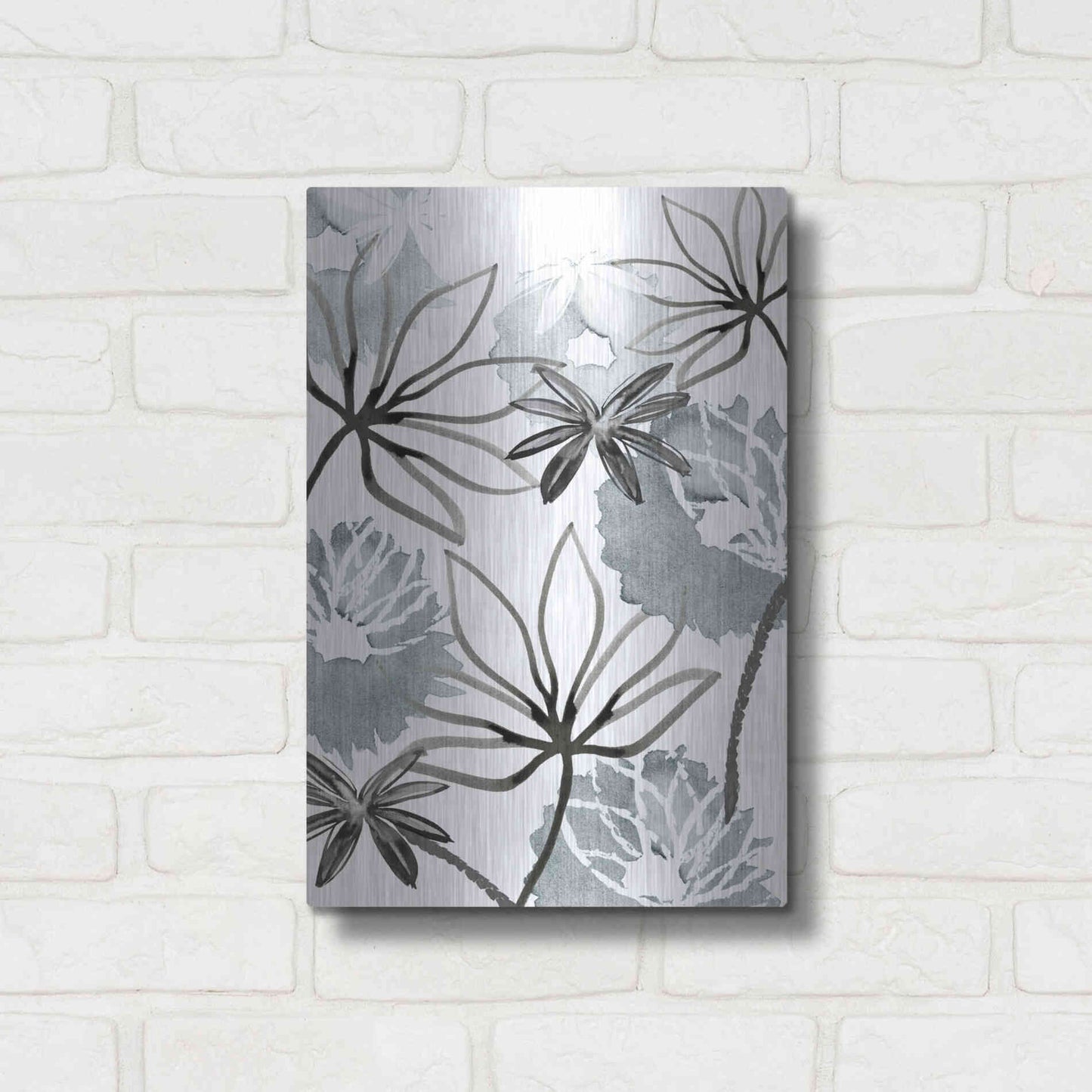 Luxe Metal Art 'Monochrome Flowers II' by Flora Kouta Metal Wall Art,12x16