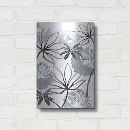 Luxe Metal Art 'Monochrome Flowers II' by Flora Kouta Metal Wall Art,12x16