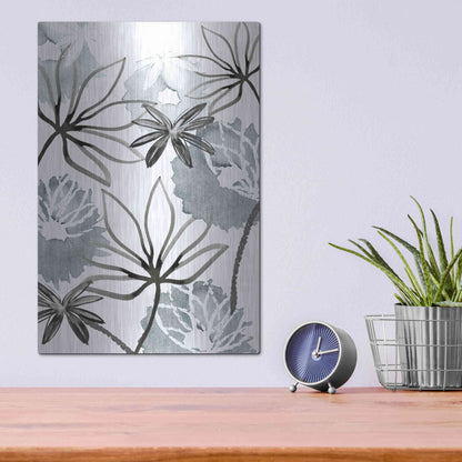 Luxe Metal Art 'Monochrome Flowers II' by Flora Kouta Metal Wall Art,12x16