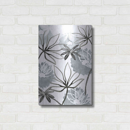 Luxe Metal Art 'Monochrome Flowers II' by Flora Kouta Metal Wall Art,16x24