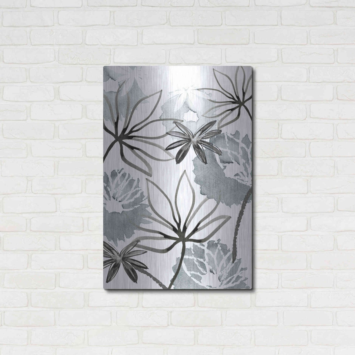 Luxe Metal Art 'Monochrome Flowers II' by Flora Kouta Metal Wall Art,24x36