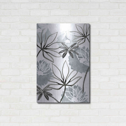 Luxe Metal Art 'Monochrome Flowers II' by Flora Kouta Metal Wall Art,24x36