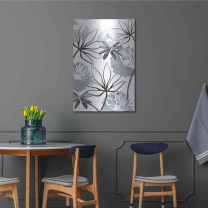Luxe Metal Art 'Monochrome Flowers II' by Flora Kouta Metal Wall Art,24x36