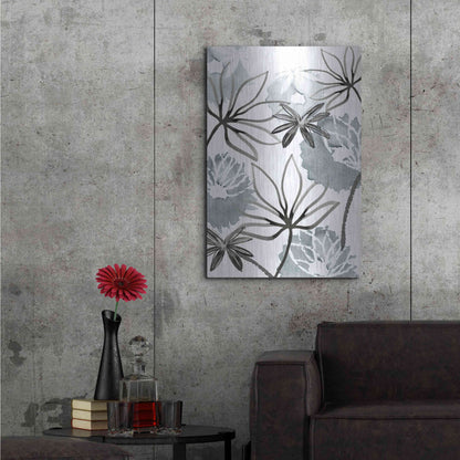 Luxe Metal Art 'Monochrome Flowers II' by Flora Kouta Metal Wall Art,24x36