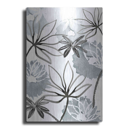 Luxe Metal Art 'Monochrome Flowers II' by Flora Kouta Metal Wall Art