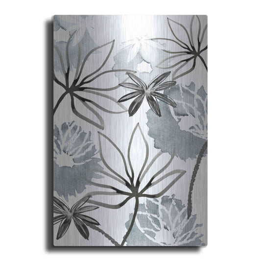 Luxe Metal Art 'Monochrome Flowers II' by Flora Kouta Metal Wall Art