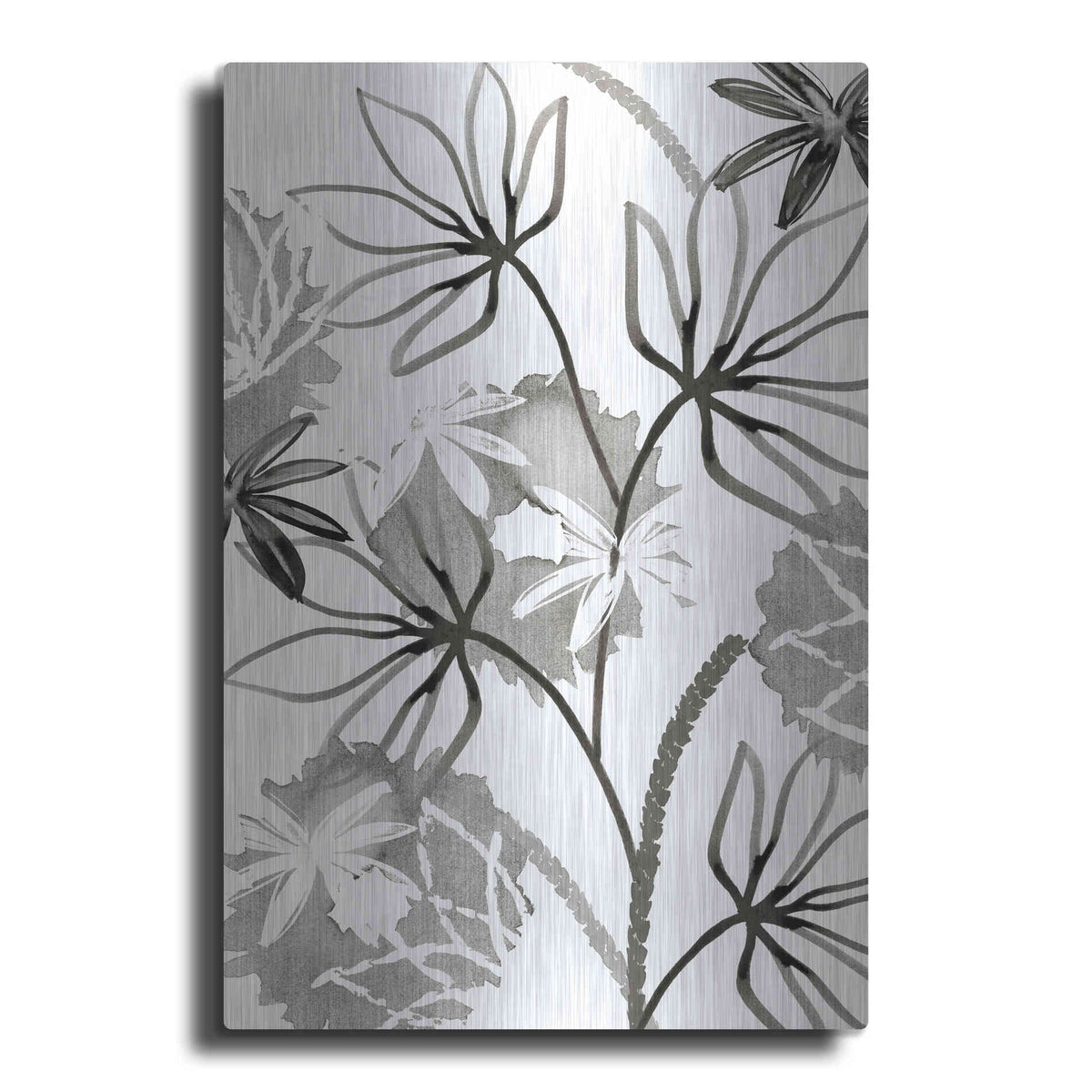 Luxe Metal Art 'Monochrome Flowers III' by Flora Kouta Metal Wall Art