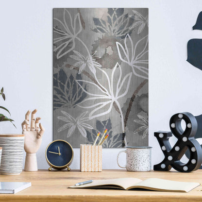 Luxe Metal Art 'Monochrome Flowers IV' by Flora Kouta Metal Wall Art,12x16