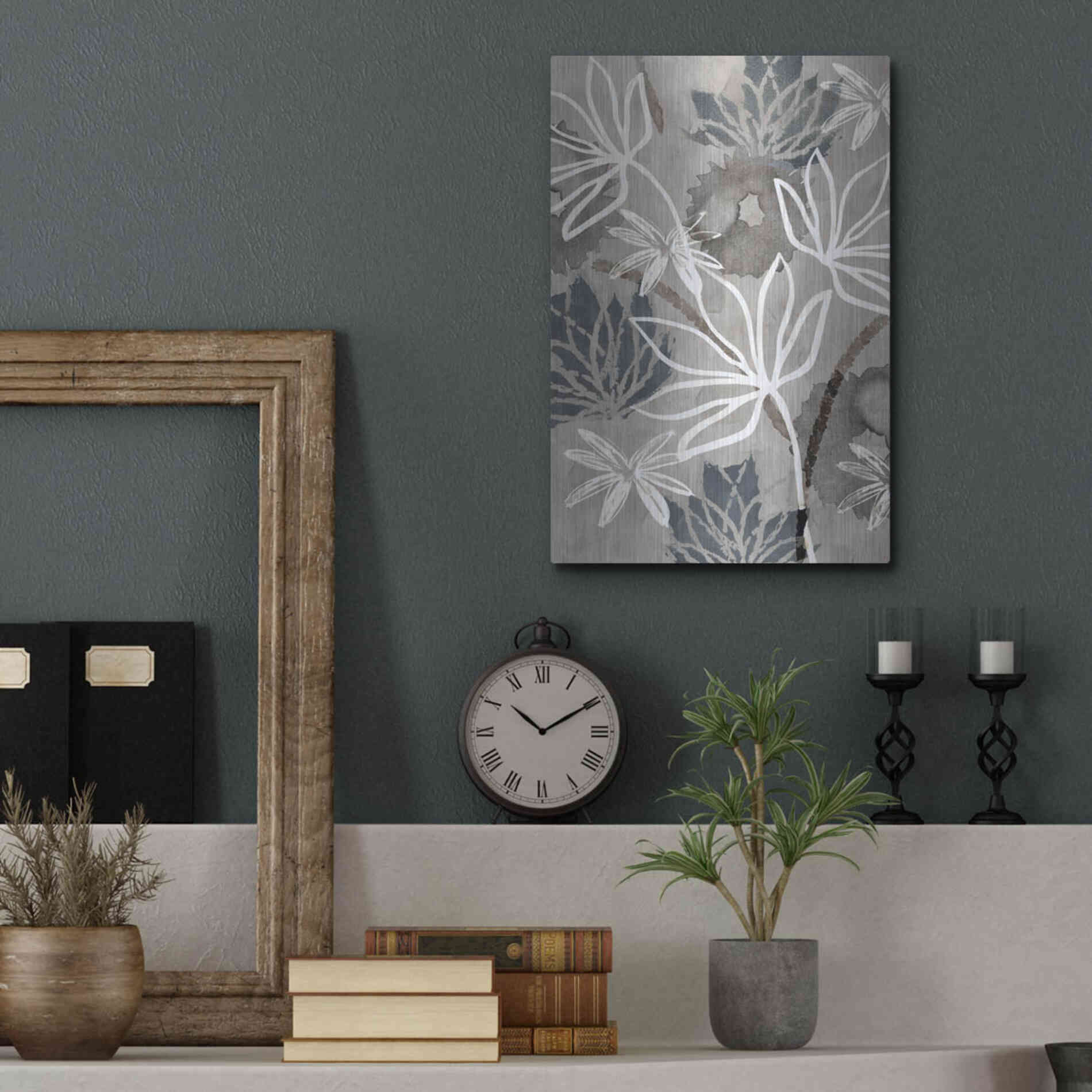 Luxe Metal Art 'Monochrome Flowers IV' by Flora Kouta Metal Wall Art,12x16