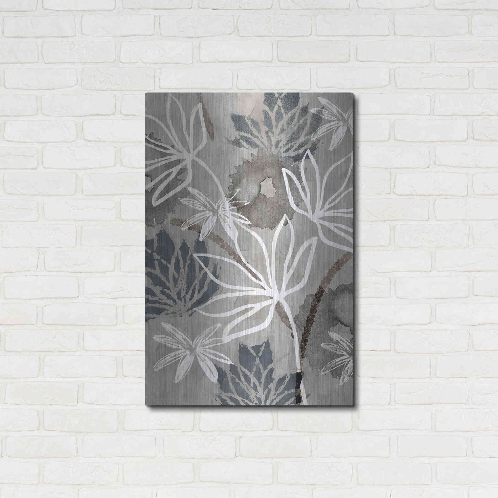 Luxe Metal Art 'Monochrome Flowers IV' by Flora Kouta Metal Wall Art,24x36