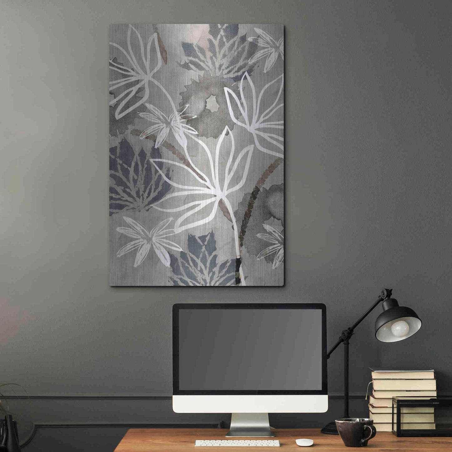 Luxe Metal Art 'Monochrome Flowers IV' by Flora Kouta Metal Wall Art,24x36
